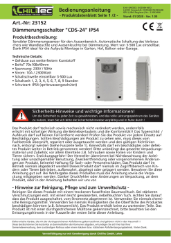 ChiliTec Outdoor Dämmerungsschalter "CDS-24" IP54 3-500Lux Wetterfest 23152