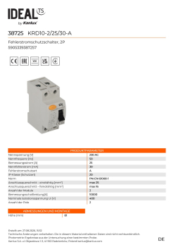 FI Schalter 25A 30-A Typ A - 2P Fehlerstromschutzschalter KRD10-2/25/30-A IDEAL 38725 VDE