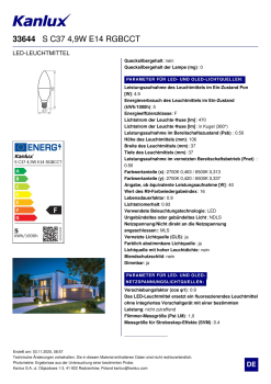 Kanlux SMART LED Kerzenlampe S C37 E14 RGB CCT 4,9W Leuchtmittel 33644