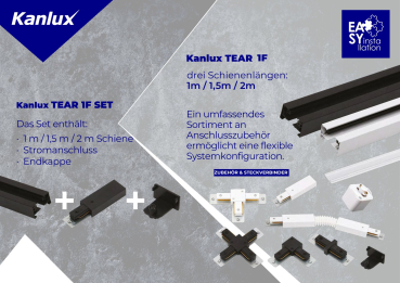Schienenleuchte 1-Phasen Stromschiene ALTEAR SET 1M2S B 2x Spot schwarz Kanlux 45920