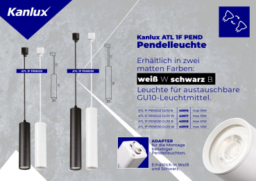 Schienenleuchte 1-Phasen Stromschiene ALTEAR SET 1M3S B Kanlux 45922