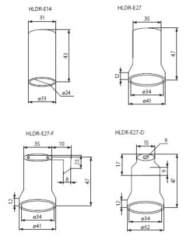 Preview: Keramik Lampenfassung E14 Sockel ohne Bügel HLDR-E14 Kanlux