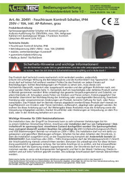 Feuchtraum Kontroll-Schalter IP44 grau ChiliTec 20491