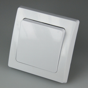 Preview: DELPHI Wechsel-Schalter Lichtschalter 250V 10A UP weiß Rahmen + Einsatz