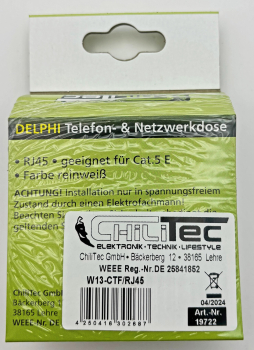 Preview: Internetbuchsen DELPHI RJ45 Dose für ISDN & Cat.5 weiß