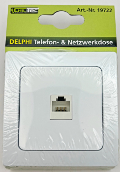 Preview: Internetbuchsen DELPHI RJ45 Dose für ISDN & Cat.5 weiß