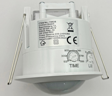 PIR Bewegungsmelder 360° Deckeneinbau 6m Reichweite 3-Draht 19826