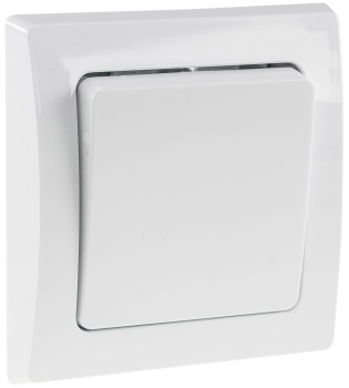 Preview: DELPHI Taster Lichttaster 250V 10A UP weiß Rahmen + Einsatz