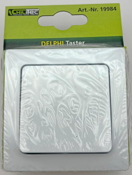 Preview: DELPHI Taster Lichttaster 250V 10A UP weiß Rahmen + Einsatz
