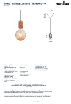 Preview: Pendelleuchte Nordlux Hang Pendel Terracotta Porzellan E27 2010013059