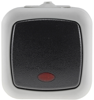 Preview: Feuchtraum Kontroll-Schalter IP44 grau ChiliTec 20491