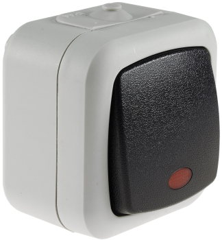 Preview: Feuchtraum Kontroll-Schalter IP44 grau ChiliTec 20491