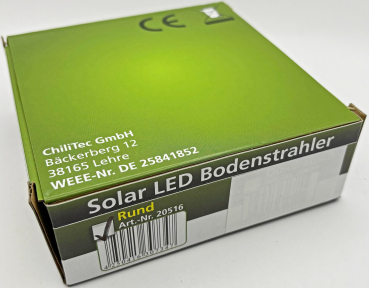ChiliTec Solar LED Bodenleuchte "CTB-R" rund IP44 Edelstahl-Front 20516