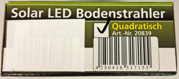 ChiliTec Solar LED Bodenstrahler "CTB-E" eckig IP44 Edelstahl-Front 20839