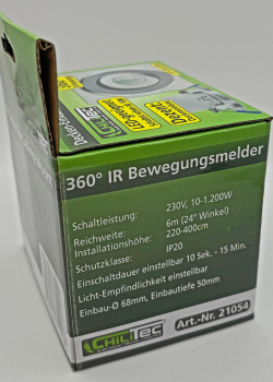 Decken-Einbau-Bewegungsmelder PIR 360° Sensor IP20 3-Draht 21054