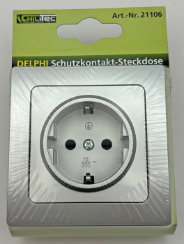 DELPHI Steckdose mit erhöhtem Berührungsschutz silber