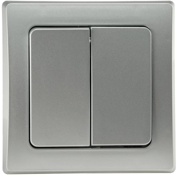 DELPHI Serien-Schalter 2-fach 0-250AV/10A silber, inkl. Rahmen