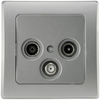 DELPHI Antennendose Radio+Sat+TV in Farbe silber mit Rahmen