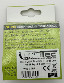 Preview: DELPHI Antennendose Radio+Sat+TV mit Rahmen, silber 21113