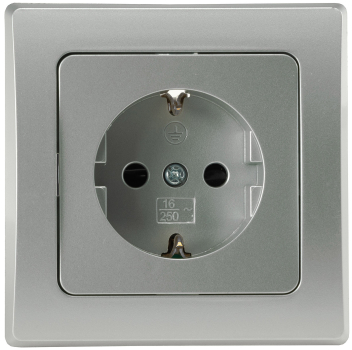 DELPHI Steckdose mit Einstecksicherung und silber