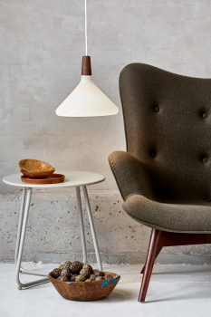 Preview: Designer Pendelleuchte Float 27 Nordlux Glas Holz 27cm Pendel weiß