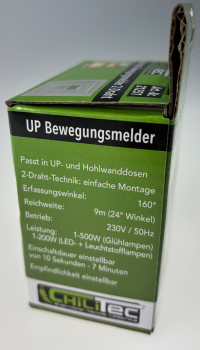 UP Bewegungsmelder PIR 160°, 2-Draht Technik, LED geeignet, weiss ChiliTec 21251