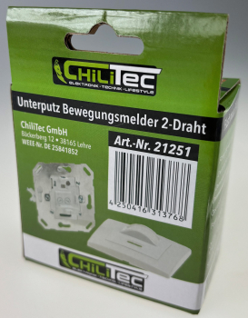 UP Bewegungsmelder PIR 160°, 2-Draht Technik, LED geeignet, weiss ChiliTec 21251