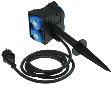 Gartensteckdose IP44 4-fach mit Erdspieß 250V 16A Kabel 1,4m Deckel