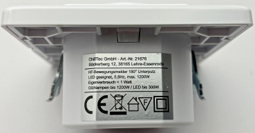 Bewegungsmelder Unterputz HF 160° IP20 3-Draht-Technik weiß 21676