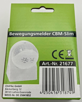 Aufputz-3-Draht PIR Infrarot-Bewegungsmelder CBI-Slim 180° IP44 weiß 21677
