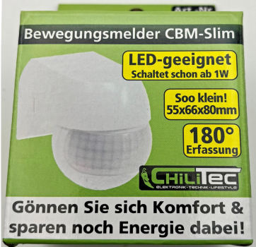 Aufputz-3-Draht PIR Infrarot-Bewegungsmelder CBI-Slim 180° IP44 weiß 21677