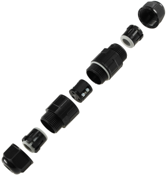 Preview: Kabelverbinder IP68 3polig schwarz Kabel Ø6-11mm 21700