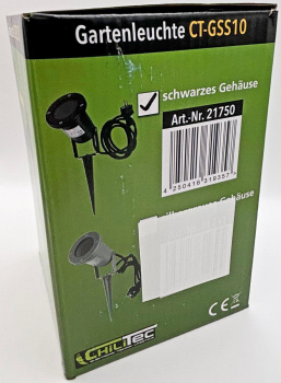 ChiliTec Gartenleuchte "CT-GS10" GU10 Schwarz IP68 Erdspieß 1,5m Kabel 21750