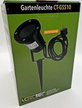 ChiliTec Gartenleuchte "CT-GS10" GU10 Schwarz IP68 Erdspieß 1,5m Kabel 21750