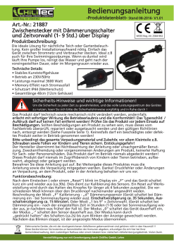 Zwischenstecker mit Dämmerungsschalter und Zeitvorwahl IP44 Gartenbeleuchtung 21887