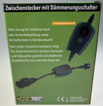 Zwischenstecker mit Dämmerungsschalter und Zeitvorwahl IP44 Gartenbeleuchtung 21887