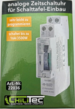 Analoge Tages-Zeitschaltuhr für Sicherungskasten-Einbau max. 3500W 22036