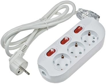 Preview: ChiliTec Steckdosenleiste mit Einzelschaltung 3-fach weiß 1,5m Kabel 22125