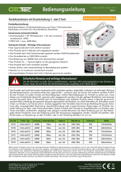 ChiliTec Steckdosenleiste mit Einzelschaltung 5-fach weiß 1,5m Kabel 22128