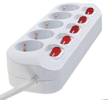 ChiliTec Steckdosenleiste mit Einzelschaltung 5-fach weiß 1,5m Kabel 22128