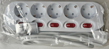 ChiliTec Steckdosenleiste mit Einzelschaltung 5-fach weiß 1,5m Kabel 22128