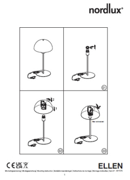 Preview: Tischleuchte Ellen Nordlux Messing Schwarz E14 Tischlampe