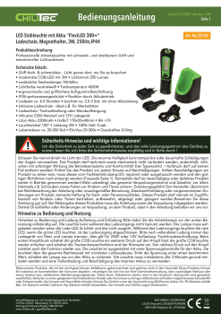 LED Arbeitsleuchte 3W "FlexiLED 300+" Akku 250lm COB Stableuchte mit Ladeschale Magnethalter 22149