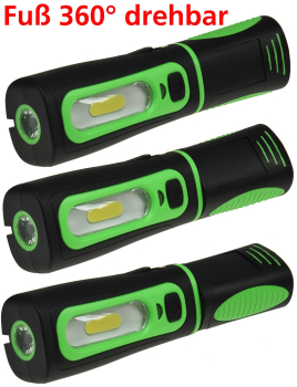LED Arbeitsleuchte 3W "FlexiLED 300+" Akku 250lm COB Stableuchte mit Ladeschale Magnethalter 22149