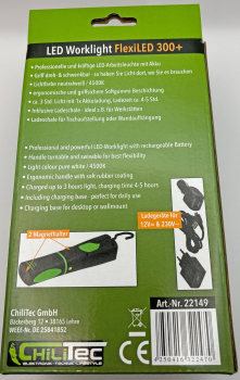 LED Arbeitsleuchte 3W "FlexiLED 300+" Akku 250lm COB Stableuchte mit Ladeschale Magnethalter 22149