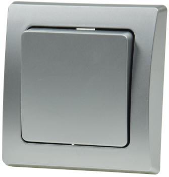 Preview: DELPHI Kreuzschalter 250AV/10A silber, inkl. Rahmen