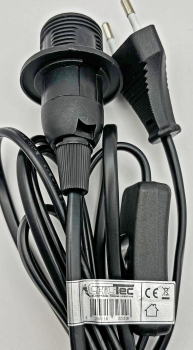 Preview: ChiliTec Netzkabel mit Schalter und E27 Fassung 3,4m schwarz 22241