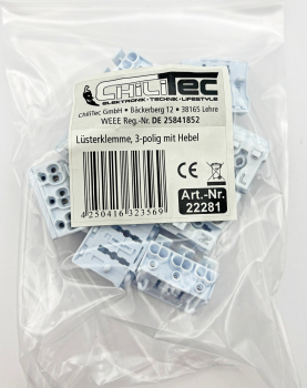 Preview: Lüsterklemme mit Hebel 3-polig 0,5-2,5mm² 450V/16A 22281