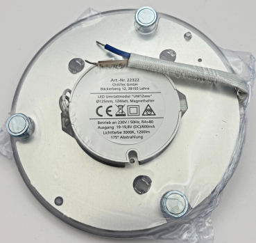 ChiliTec LED Modul "UM12ww" Ø12cm 12W 3000K 1200Lm Magnethalter 22322 für Leuchten Umrüstung