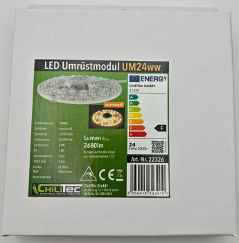 ChiliTec LED Modul "UM24ww" Ø180mm 24W 3000K 2680Lm Magnethalter 22326 für Leuchten Umrüstung